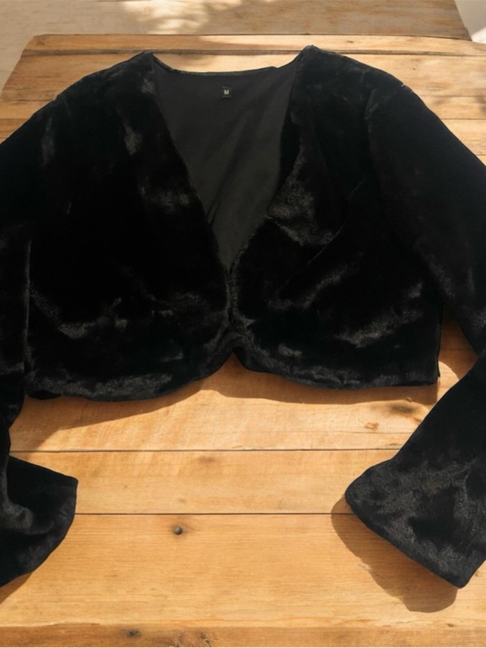 Black Faux Fur Cropped Jacket